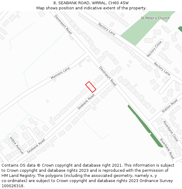 8, SEABANK ROAD, WIRRAL, CH60 4SW: Location map and indicative extent of plot