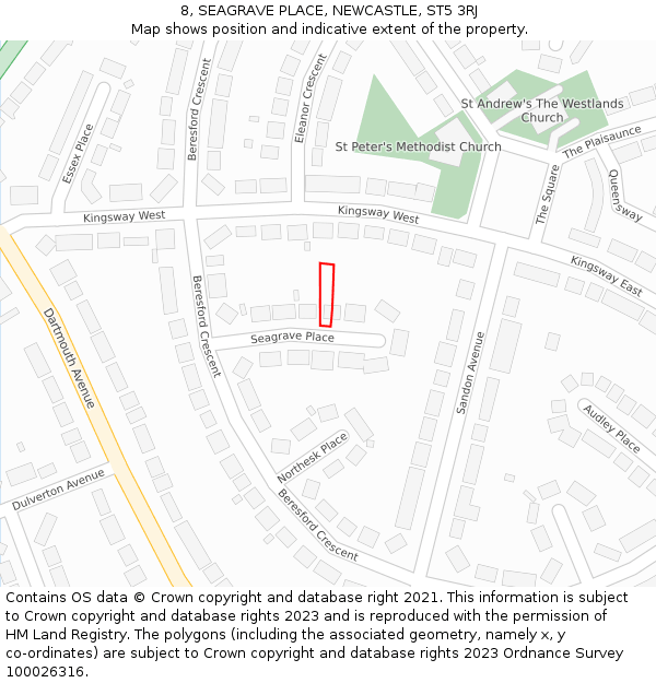 8, SEAGRAVE PLACE, NEWCASTLE, ST5 3RJ: Location map and indicative extent of plot