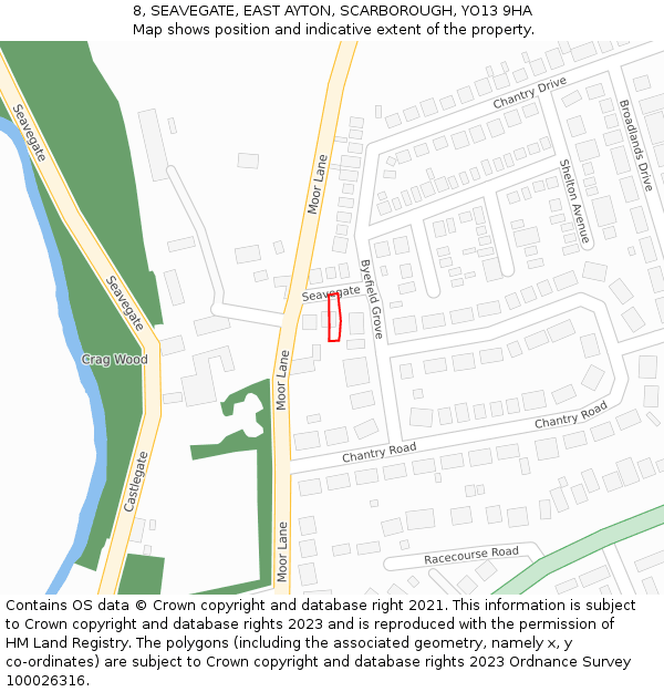 8, SEAVEGATE, EAST AYTON, SCARBOROUGH, YO13 9HA: Location map and indicative extent of plot