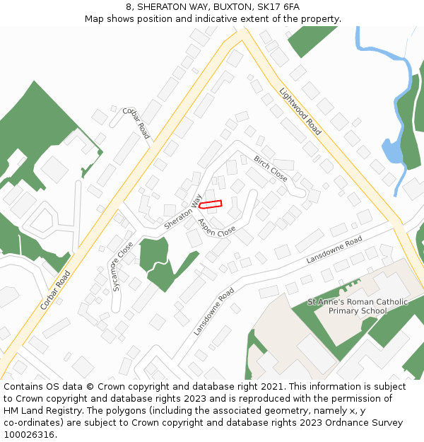 8, SHERATON WAY, BUXTON, SK17 6FA: Location map and indicative extent of plot