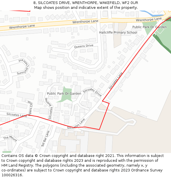 8, SILCOATES DRIVE, WRENTHORPE, WAKEFIELD, WF2 0UR: Location map and indicative extent of plot