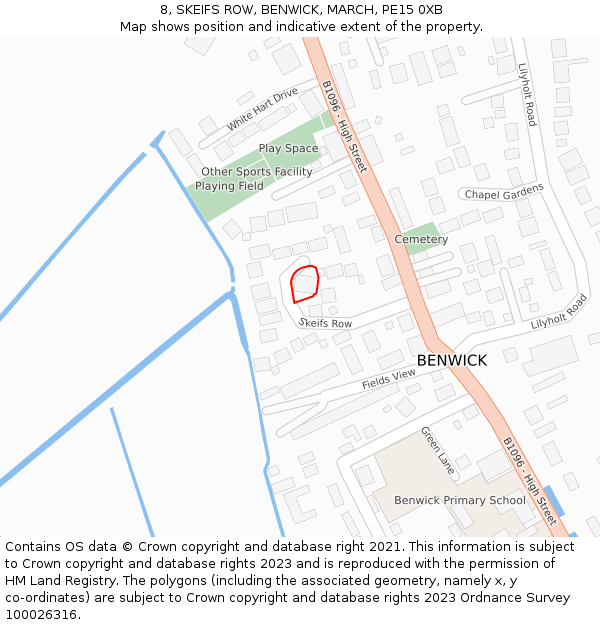 8, SKEIFS ROW, BENWICK, MARCH, PE15 0XB: Location map and indicative extent of plot