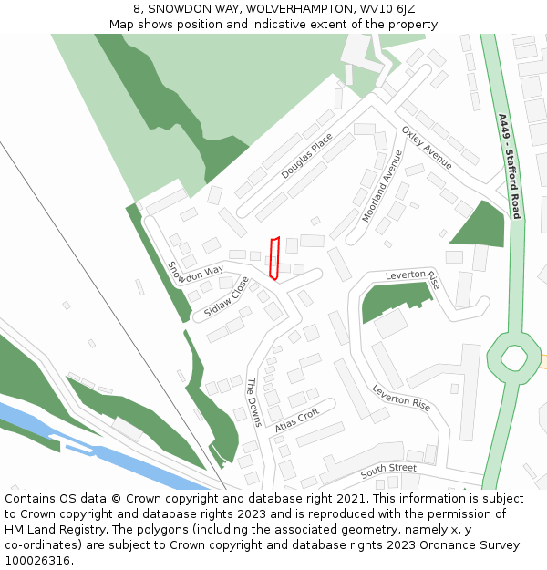 8, SNOWDON WAY, WOLVERHAMPTON, WV10 6JZ: Location map and indicative extent of plot