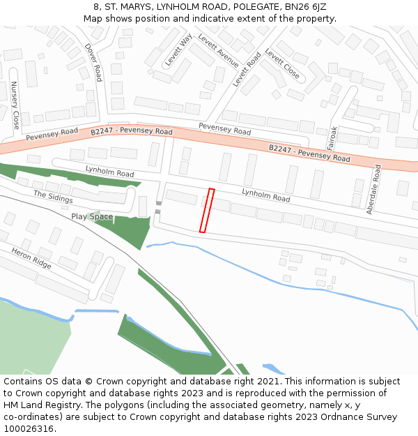 8, ST. MARYS, LYNHOLM ROAD, POLEGATE, BN26 6JZ: Location map and indicative extent of plot