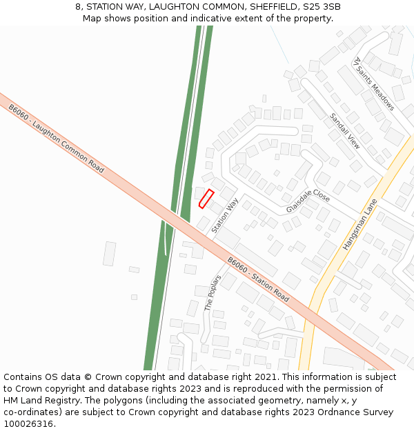 8, STATION WAY, LAUGHTON COMMON, SHEFFIELD, S25 3SB: Location map and indicative extent of plot