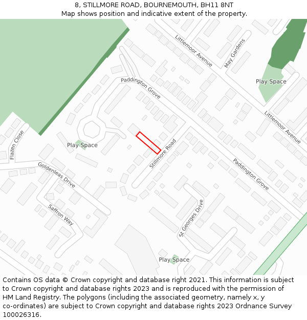 8, STILLMORE ROAD, BOURNEMOUTH, BH11 8NT: Location map and indicative extent of plot