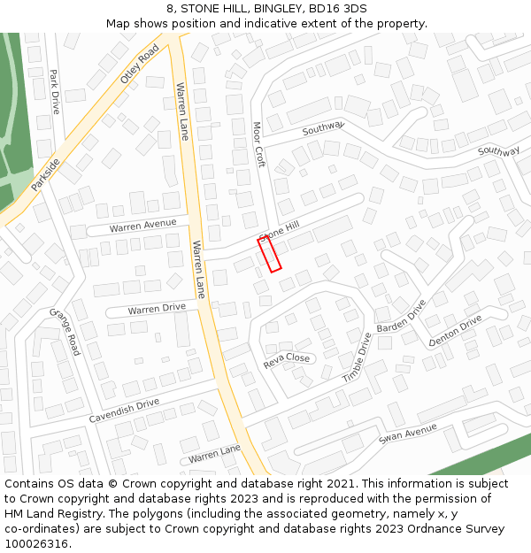 8, STONE HILL, BINGLEY, BD16 3DS: Location map and indicative extent of plot