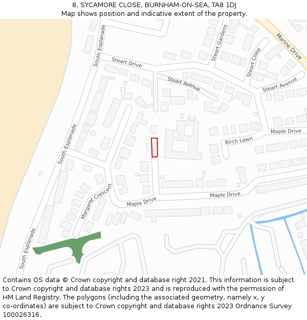8, SYCAMORE CLOSE, BURNHAM-ON-SEA, TA8 1DJ: Location map and indicative extent of plot