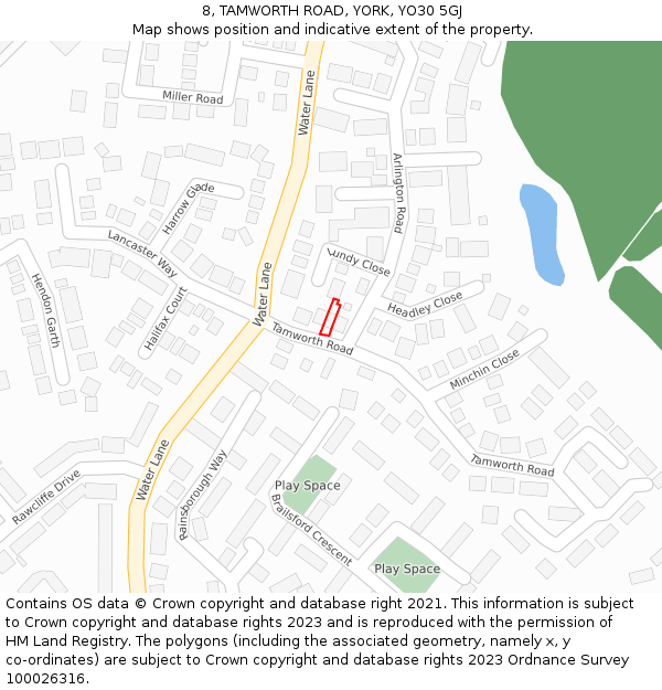 8, TAMWORTH ROAD, YORK, YO30 5GJ: Location map and indicative extent of plot