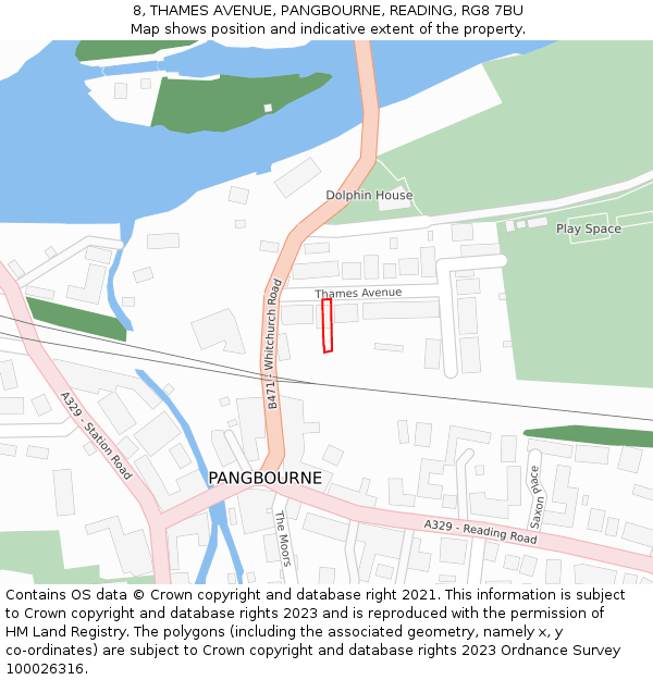 8, THAMES AVENUE, PANGBOURNE, READING, RG8 7BU: Location map and indicative extent of plot