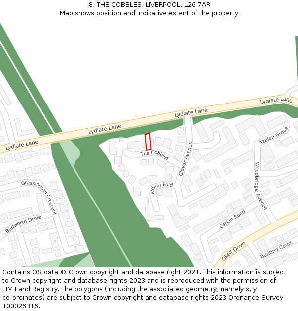 8, THE COBBLES, LIVERPOOL, L26 7AR: Location map and indicative extent of plot