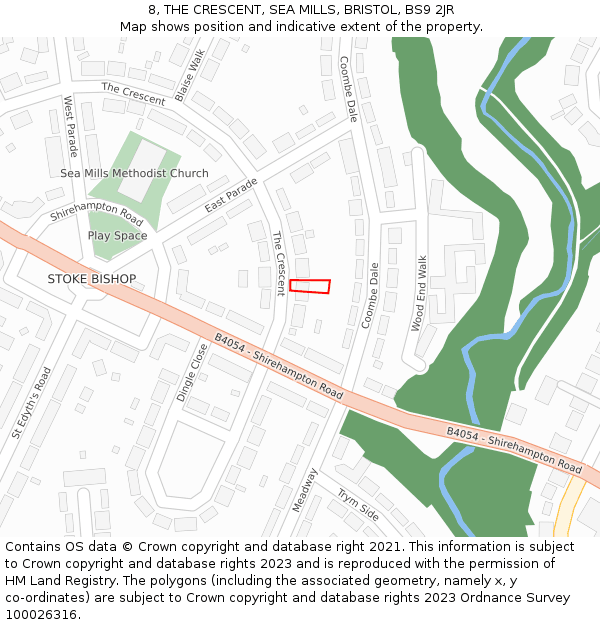 8, THE CRESCENT, SEA MILLS, BRISTOL, BS9 2JR: Location map and indicative extent of plot