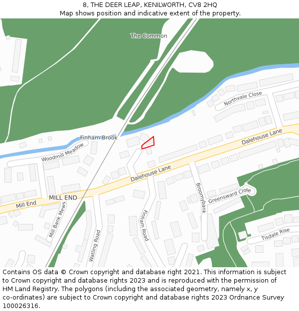 8, THE DEER LEAP, KENILWORTH, CV8 2HQ: Location map and indicative extent of plot