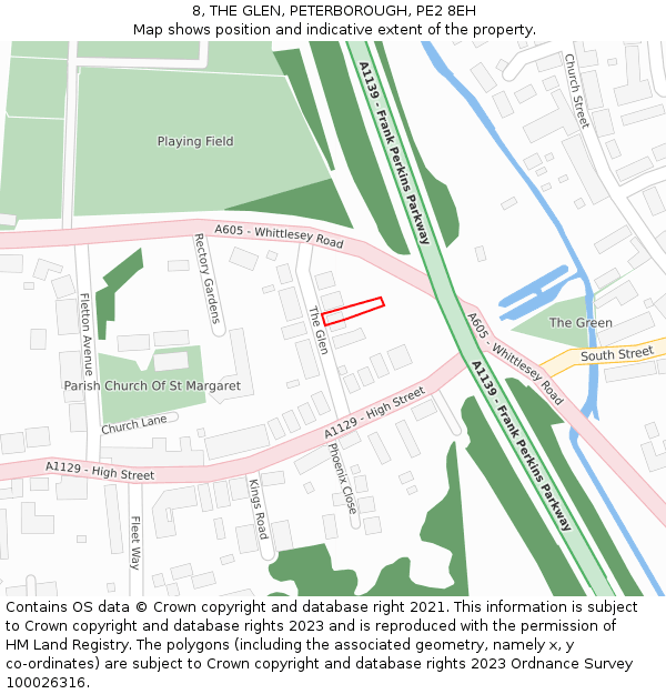 8, THE GLEN, PETERBOROUGH, PE2 8EH: Location map and indicative extent of plot