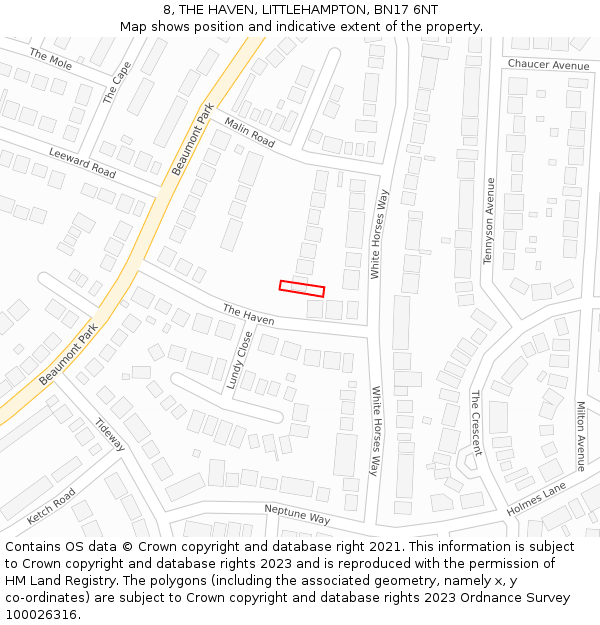 8, THE HAVEN, LITTLEHAMPTON, BN17 6NT: Location map and indicative extent of plot