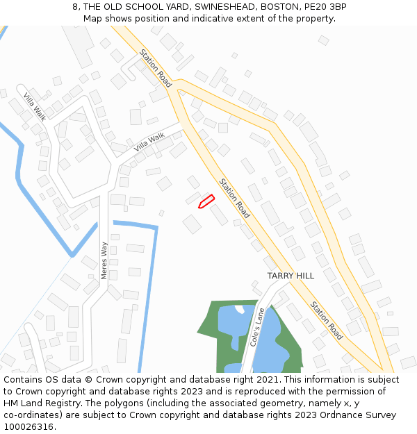 8, THE OLD SCHOOL YARD, SWINESHEAD, BOSTON, PE20 3BP: Location map and indicative extent of plot