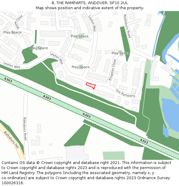 8, THE RAMPARTS, ANDOVER, SP10 2UL: Location map and indicative extent of plot