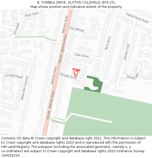 8, THIMBLE DRIVE, SUTTON COLDFIELD, B76 2TL: Location map and indicative extent of plot