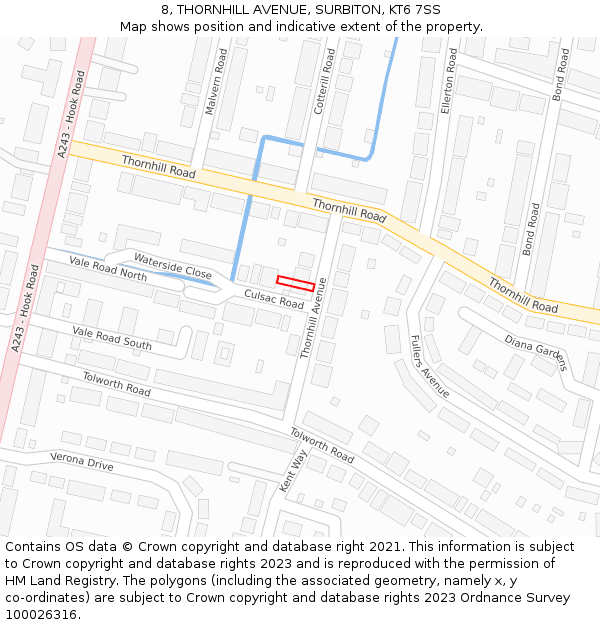 8, THORNHILL AVENUE, SURBITON, KT6 7SS: Location map and indicative extent of plot
