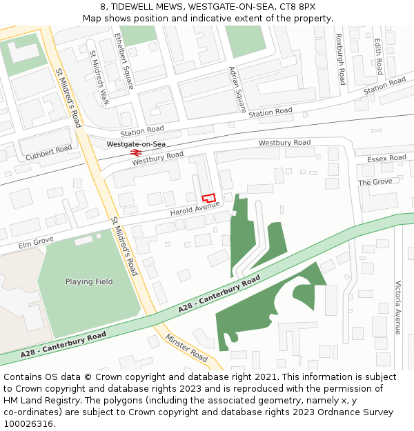 8, TIDEWELL MEWS, WESTGATE-ON-SEA, CT8 8PX: Location map and indicative extent of plot