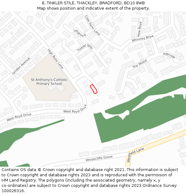 8, TINKLER STILE, THACKLEY, BRADFORD, BD10 8WB: Location map and indicative extent of plot