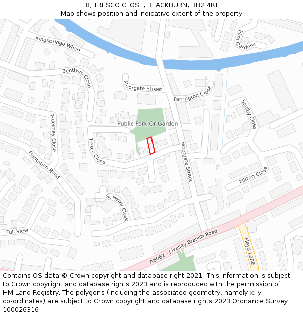 8, TRESCO CLOSE, BLACKBURN, BB2 4RT: Location map and indicative extent of plot