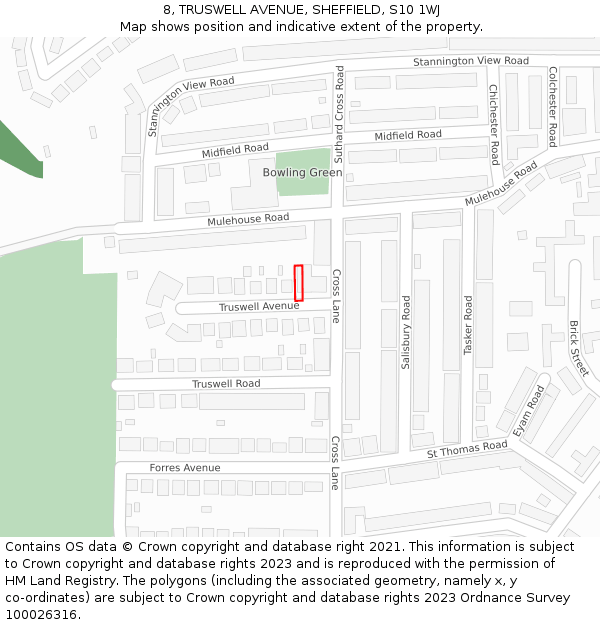 8, TRUSWELL AVENUE, SHEFFIELD, S10 1WJ: Location map and indicative extent of plot