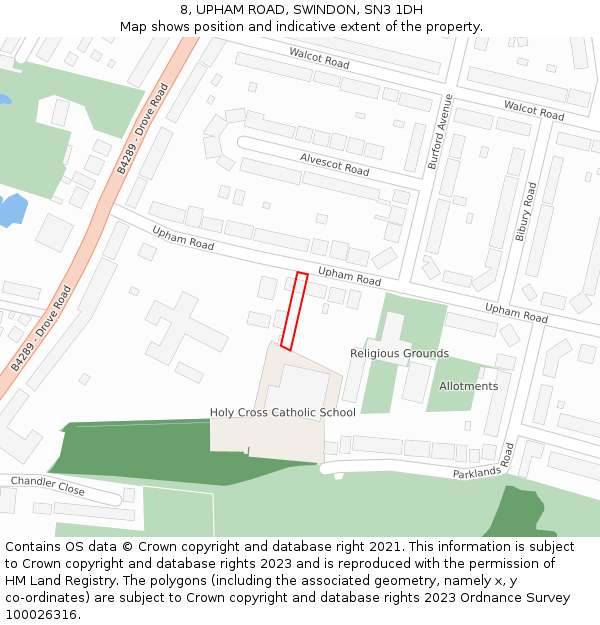 8, UPHAM ROAD, SWINDON, SN3 1DH: Location map and indicative extent of plot