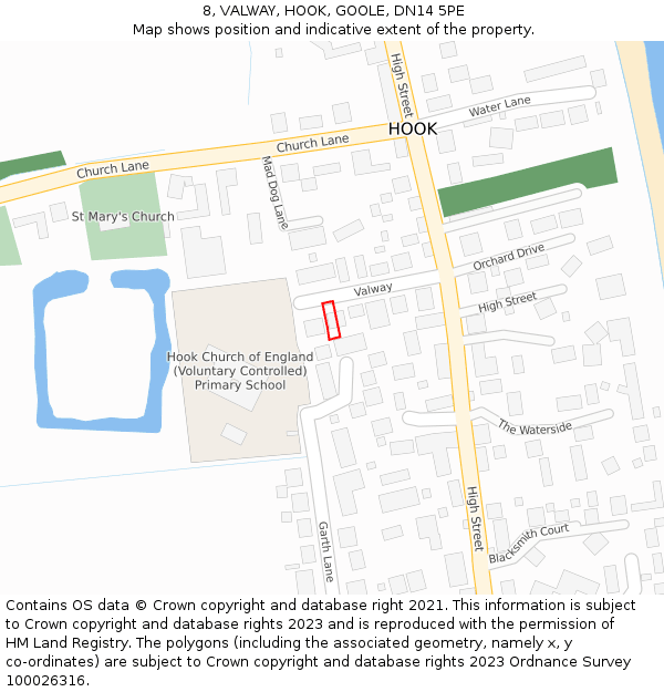 8, VALWAY, HOOK, GOOLE, DN14 5PE: Location map and indicative extent of plot