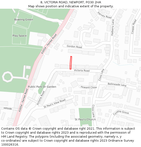 8, VICTORIA ROAD, NEWPORT, PO30 2HA: Location map and indicative extent of plot