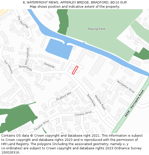 8, WATERFRONT MEWS, APPERLEY BRIDGE, BRADFORD, BD10 0UR: Location map and indicative extent of plot