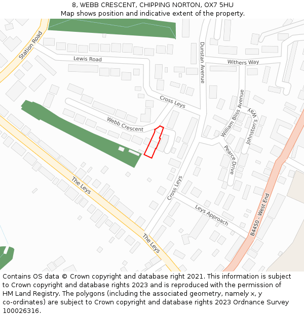 8, WEBB CRESCENT, CHIPPING NORTON, OX7 5HU: Location map and indicative extent of plot
