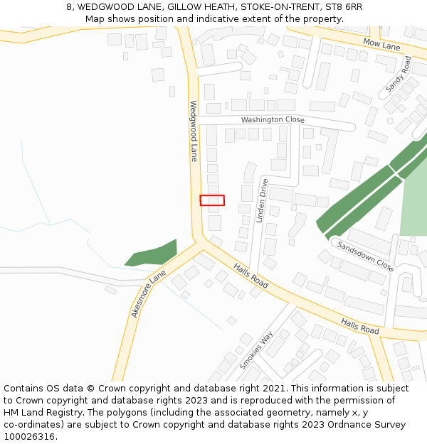 8, WEDGWOOD LANE, GILLOW HEATH, STOKE-ON-TRENT, ST8 6RR: Location map and indicative extent of plot