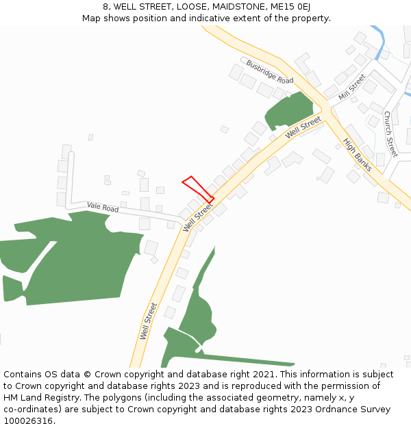 8, WELL STREET, LOOSE, MAIDSTONE, ME15 0EJ: Location map and indicative extent of plot