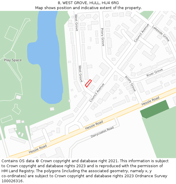 8, WEST GROVE, HULL, HU4 6RG: Location map and indicative extent of plot