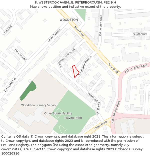 8, WESTBROOK AVENUE, PETERBOROUGH, PE2 9JH: Location map and indicative extent of plot
