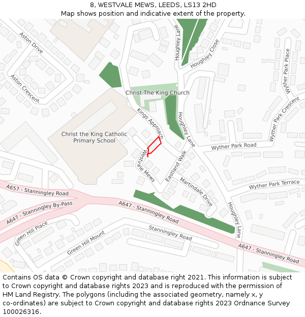 8, WESTVALE MEWS, LEEDS, LS13 2HD: Location map and indicative extent of plot