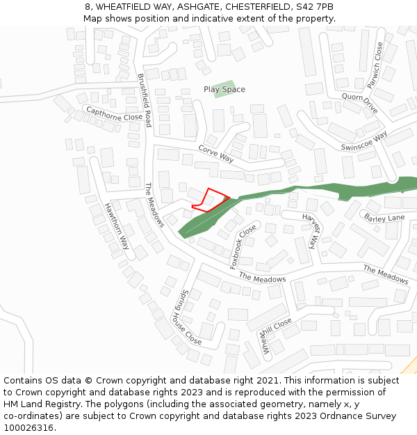 8, WHEATFIELD WAY, ASHGATE, CHESTERFIELD, S42 7PB: Location map and indicative extent of plot