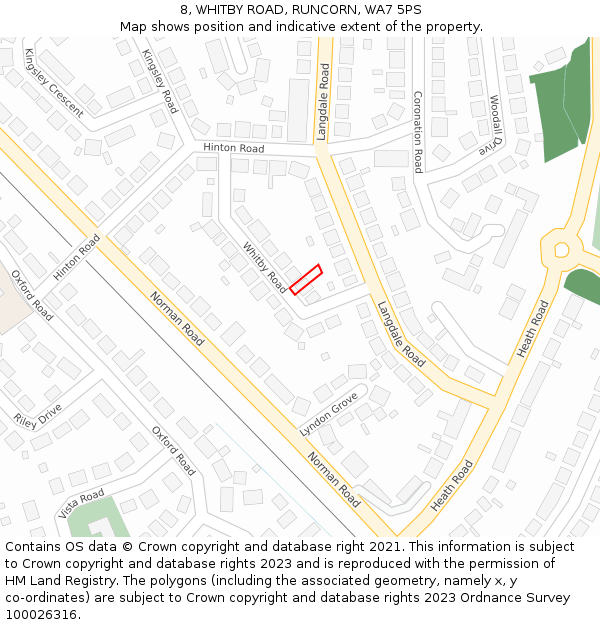 8, WHITBY ROAD, RUNCORN, WA7 5PS: Location map and indicative extent of plot