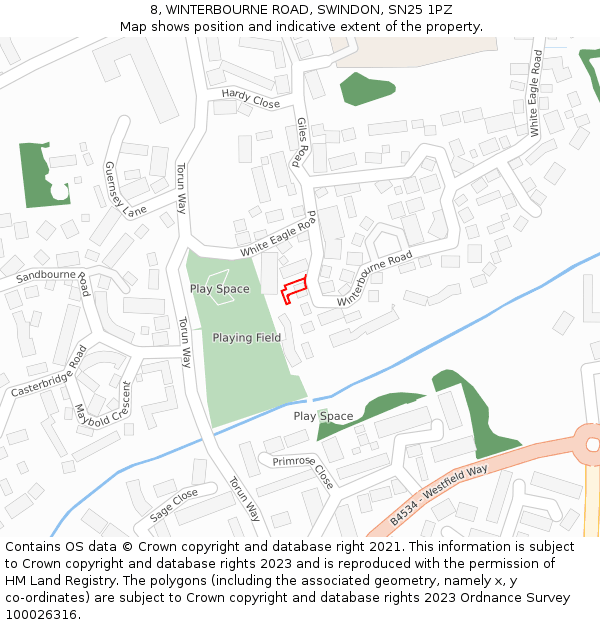 8, WINTERBOURNE ROAD, SWINDON, SN25 1PZ: Location map and indicative extent of plot