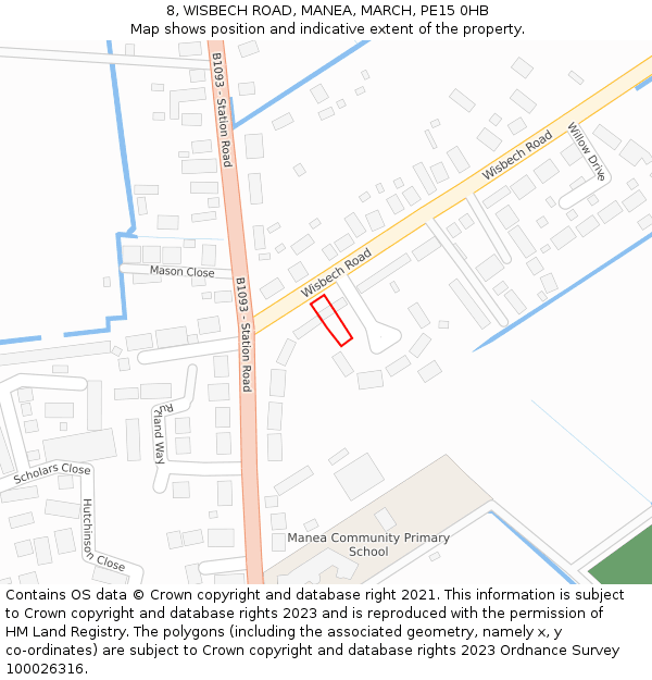 8, WISBECH ROAD, MANEA, MARCH, PE15 0HB: Location map and indicative extent of plot
