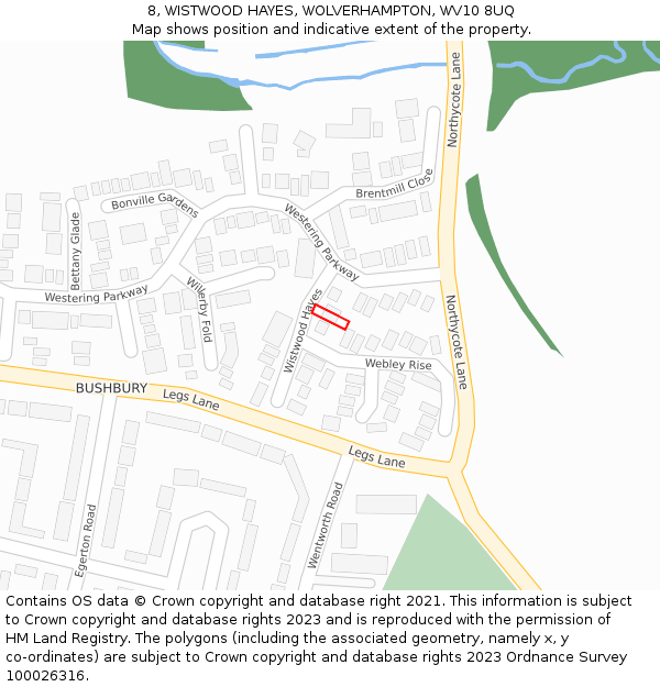8, WISTWOOD HAYES, WOLVERHAMPTON, WV10 8UQ: Location map and indicative extent of plot
