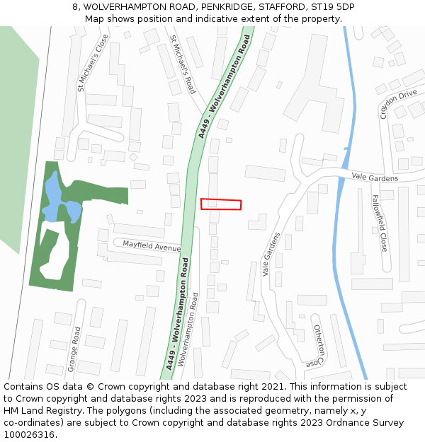 8, WOLVERHAMPTON ROAD, PENKRIDGE, STAFFORD, ST19 5DP: Location map and indicative extent of plot