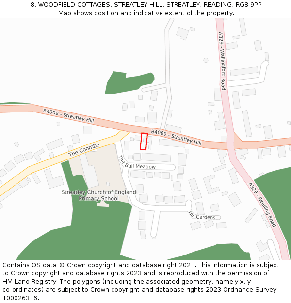 8, WOODFIELD COTTAGES, STREATLEY HILL, STREATLEY, READING, RG8 9PP: Location map and indicative extent of plot