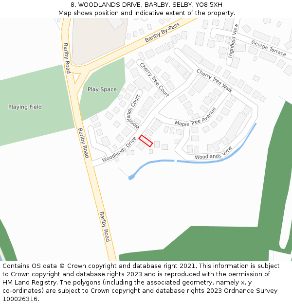 8, WOODLANDS DRIVE, BARLBY, SELBY, YO8 5XH: Location map and indicative extent of plot