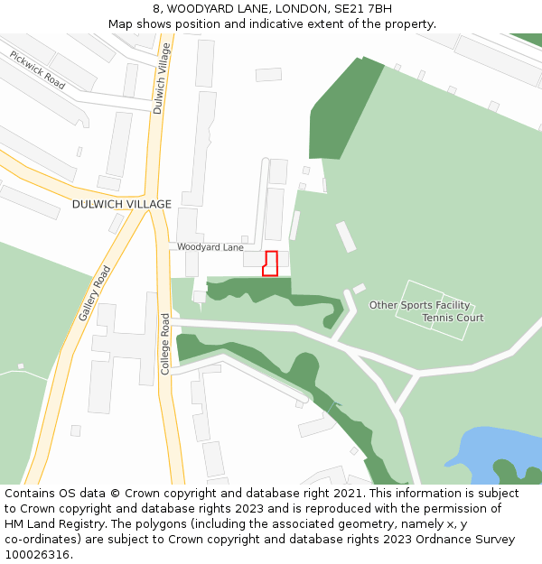 8, WOODYARD LANE, LONDON, SE21 7BH: Location map and indicative extent of plot