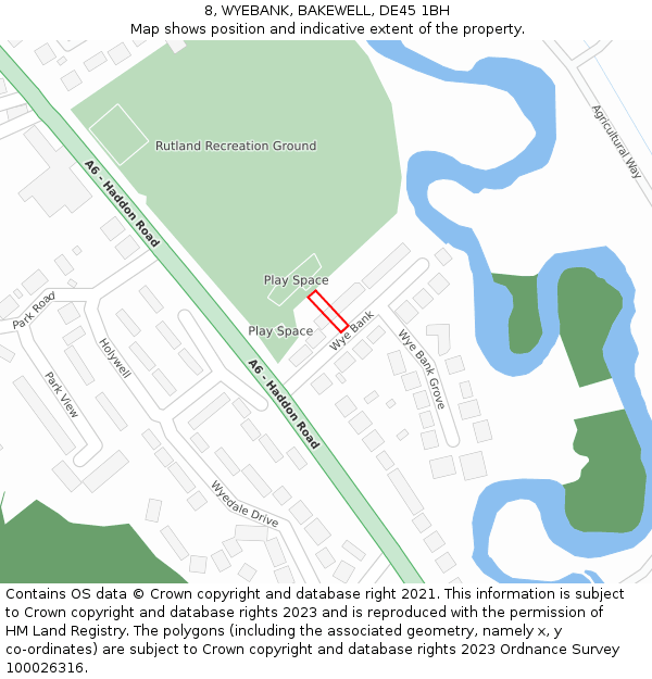 8, WYEBANK, BAKEWELL, DE45 1BH: Location map and indicative extent of plot