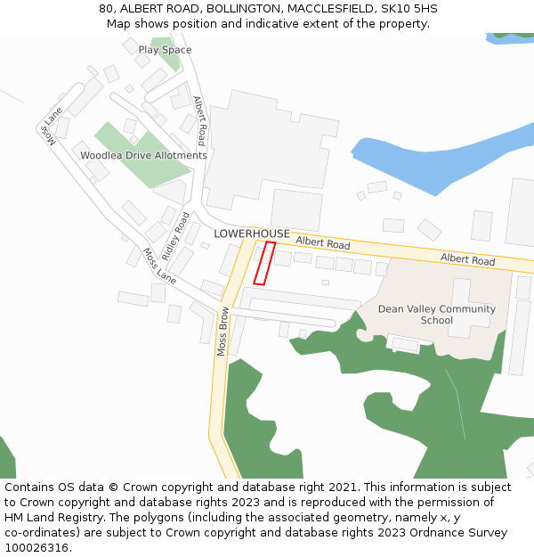 80, ALBERT ROAD, BOLLINGTON, MACCLESFIELD, SK10 5HS: Location map and indicative extent of plot