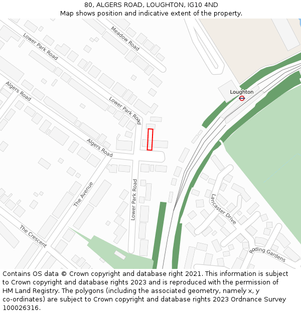 80, ALGERS ROAD, LOUGHTON, IG10 4ND: Location map and indicative extent of plot