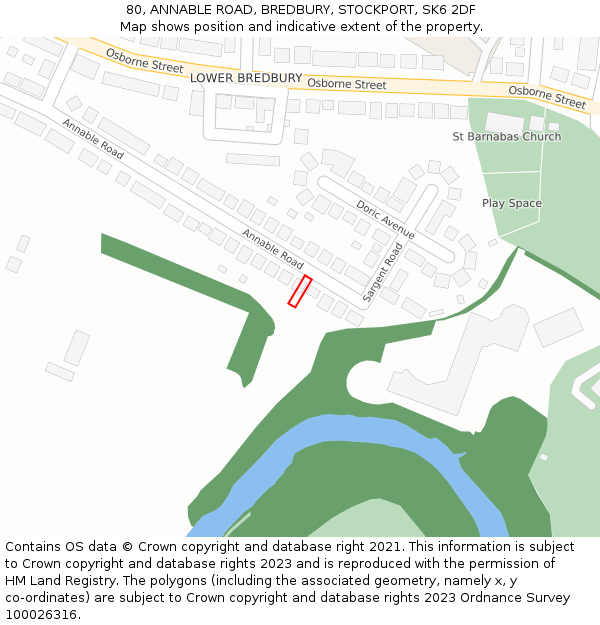 80, ANNABLE ROAD, BREDBURY, STOCKPORT, SK6 2DF: Location map and indicative extent of plot